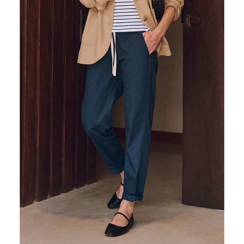 PACT Women's Straight-Leg Drawstring Pants - Navy